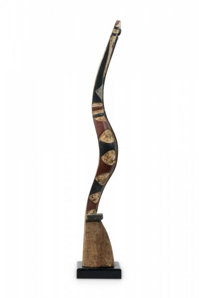 African Guinea Late 20th Century Carved Wood Baga Rearing Snake on Metal Stand