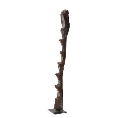 African Hand Carved Wooden Ladder Sculpture 20th Century
