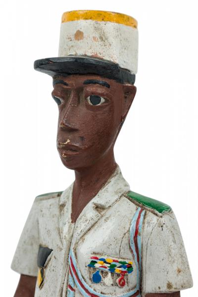 African Ivory Coast 20th Century Carved Painted Wood Baule Colonial Colon 