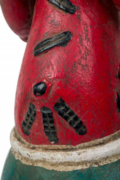 African Ivory Coast 20th Century Carved Painted Wood Baule Female Colonial Fig