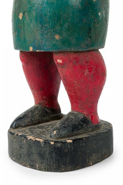 African Ivory Coast 20th Century Carved Painted Wood Baule Female Colonial Fig