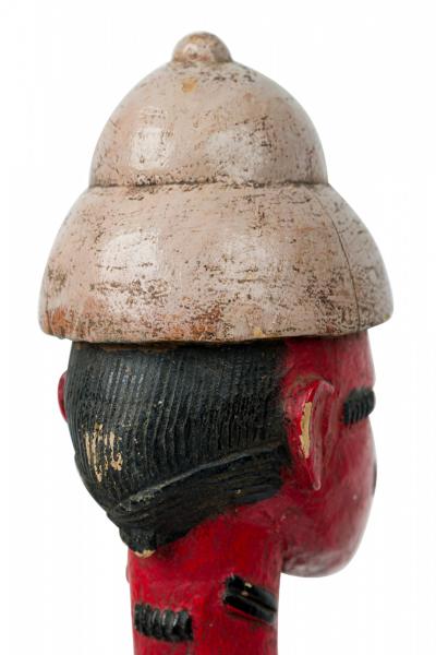 African Ivory Coast 20th Century Carved Painted Wood Baule Female Colonial Fig