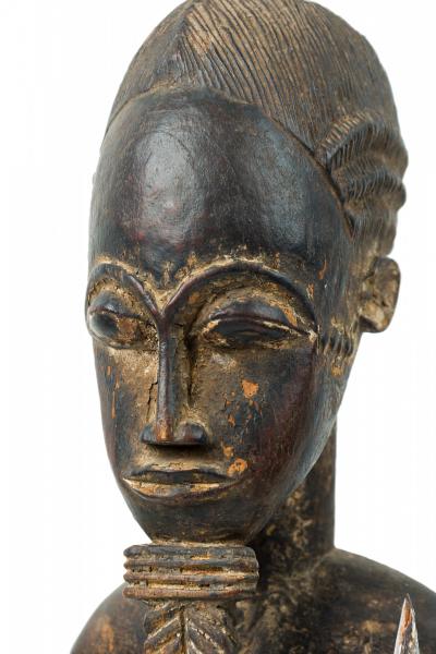 African Ivory Coast 20th Century Carved Wood Baule Diviner Seated Figure
