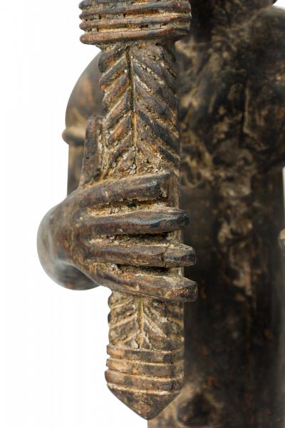 African Ivory Coast 20th Century Carved Wood Baule Diviner Seated Figure