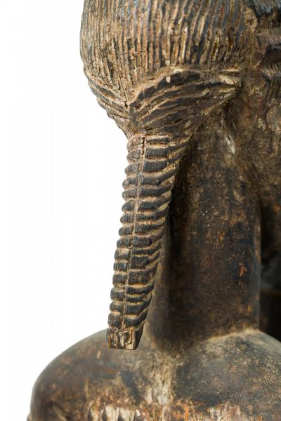 African Ivory Coast 20th Century Carved Wood Baule Diviner Seated Figure
