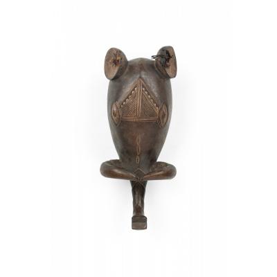 African Ivory Coast 20th Century Carved Wood Baule Goli Elephant Face Mask with