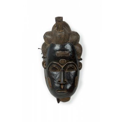 African Ivory Coast 20th Century Carved Wood Baule Male Face Mask