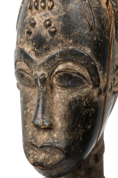 African Ivory Coast 20th Century Carved Wood Baule Seated Female Spirit Spouse 