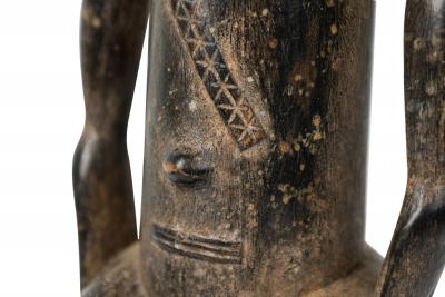 African Ivory Coast 20th Century Carved Wood Baule Seated Female Spirit Spouse 