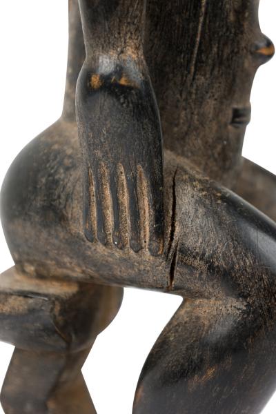 African Ivory Coast 20th Century Carved Wood Baule Seated Female Spirit Spouse 