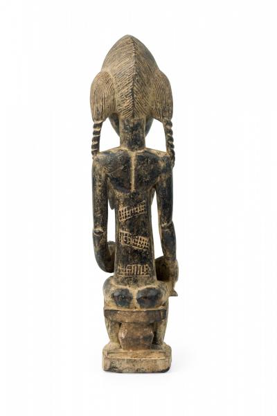 African Ivory Coast 20th Century Carved Wood Baule Seated Female Spirit Spouse 