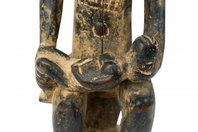 African Ivory Coast 20th Century Carved Wood Baule Seated Female Spirit Spouse 