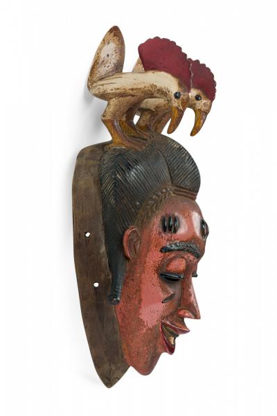 African Ivory Coast Contemporary Carved Painted Wood Guro Mask
