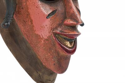 African Ivory Coast Contemporary Carved Painted Wood Guro Mask