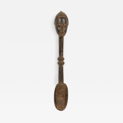 African Ivory Coast Mid 20th Century Hand Carved Wooden Baule Ladle