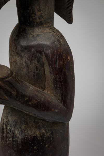 African Ivory Coast Wooden Figure of Male with Bowl