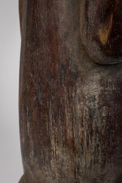 African Ivory Coast Wooden Figure of Male with Bowl