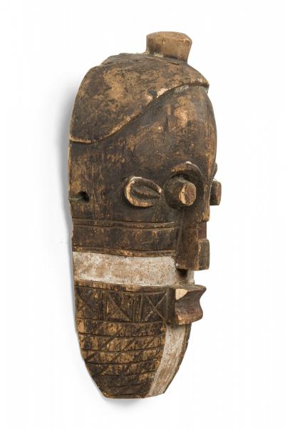 African Liberia Ivory Coast Late 20th Century Carved Painted Wood Grebo Face