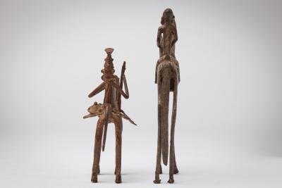 African Mali 20th Century Bronze Dogon Mali pair Horse Rider Figures
