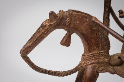 African Mali 20th Century Bronze Dogon Mali pair Horse Rider Figures