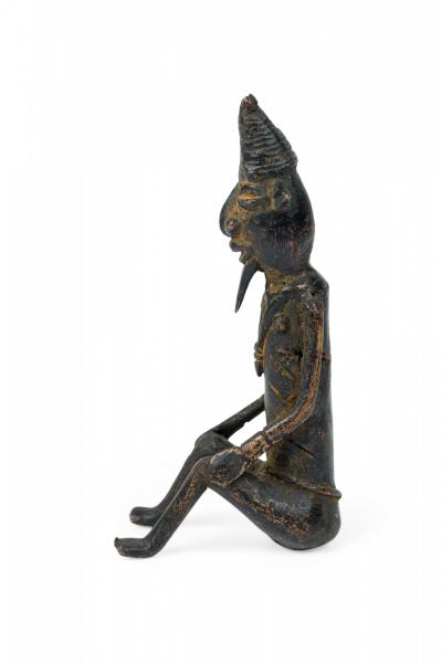 African Mali Late 20th Century Bronze Dogon Seated Village Elder Male Figure