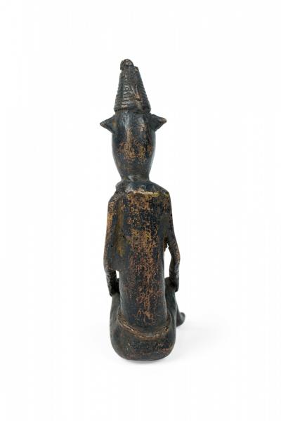 African Mali Late 20th Century Bronze Dogon Seated Village Elder Male Figure