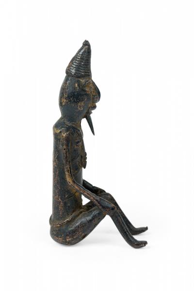 African Mali Late 20th Century Bronze Dogon Seated Village Elder Male Figure