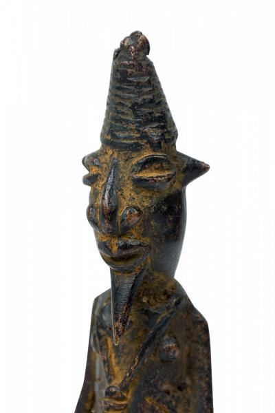 African Mali Late 20th Century Bronze Dogon Seated Village Elder Male Figure