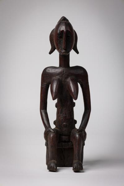 African Mali Late 20th Century Carved Wooden Bamana Maternity Figure with Baby
