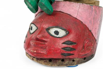 African Nigeria 20th Century Carved Painted Wood Yoruba GI Joe Headdress Mas