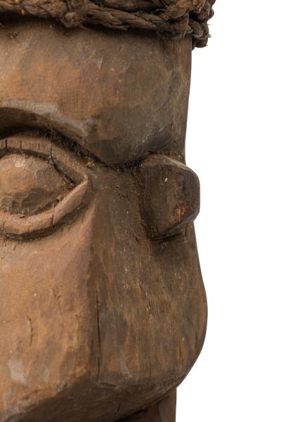African Nigeria 20th Century Carved Wood Rope Yoruba Male Standing Figure on S