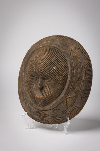 African Nigeria 20th Century Hand Carved Eket Round Mask