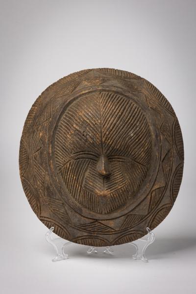 African Nigeria 20th Century Hand Carved Eket Round Mask