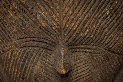 African Nigeria 20th Century Hand Carved Eket Round Mask