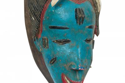 African Sierra Leone Contemporary Carved Painted Wood Temne Headcrest Mask