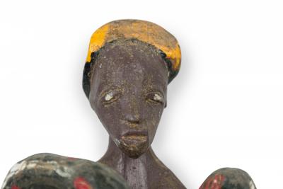 African Sierra Leone Contemporary Carved Painted Wood Temne Headcrest Mask