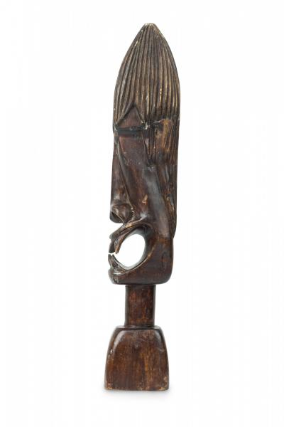 African Tanzania Contemporary Carved Wood Makonde Fearsome Demon Head