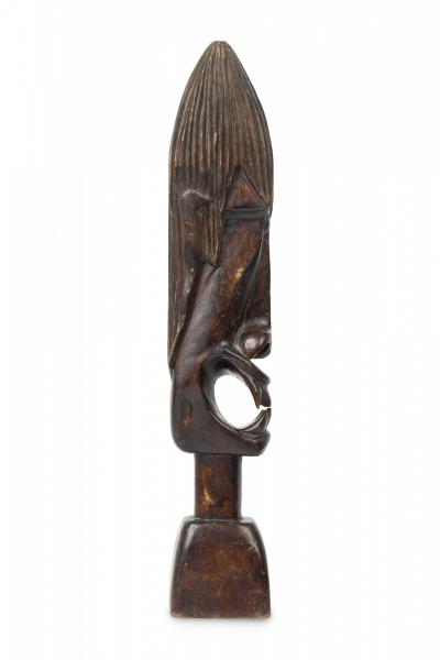 African Tanzania Contemporary Carved Wood Makonde Fearsome Demon Head