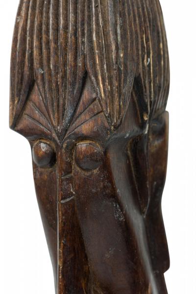 African Tanzania Contemporary Carved Wood Makonde Fearsome Demon Head