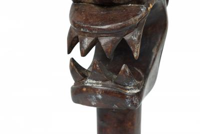 African Tanzania Contemporary Carved Wood Makonde Fearsome Demon Head