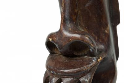 African Tanzania Contemporary Carved Wood Makonde Fearsome Demon Head