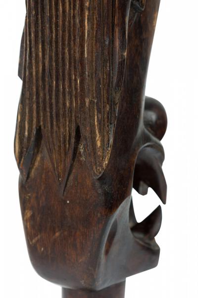 African Tanzania Contemporary Carved Wood Makonde Fearsome Demon Head