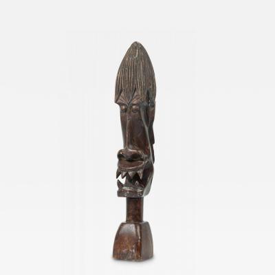 African Tanzania Contemporary Carved Wood Makonde Fearsome Demon Head