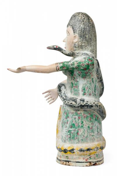 African Togo Benin Coast Carved Painted Wood Mami Wata Standing Figure