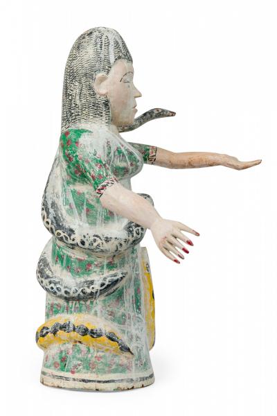 African Togo Benin Coast Carved Painted Wood Mami Wata Standing Figure