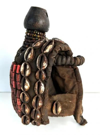 African Yoruba Cowrie Shell Beaded Fertility Doll 20th Century