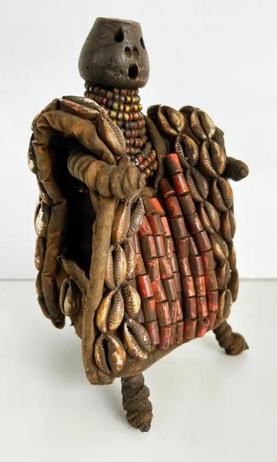 African Yoruba Cowrie Shell Beaded Fertility Doll 20th Century