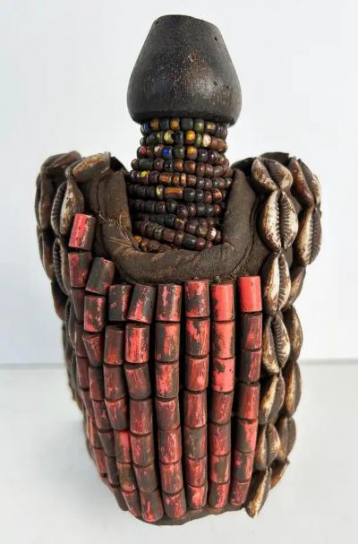 African Yoruba Cowrie Shell Beaded Fertility Doll 20th Century