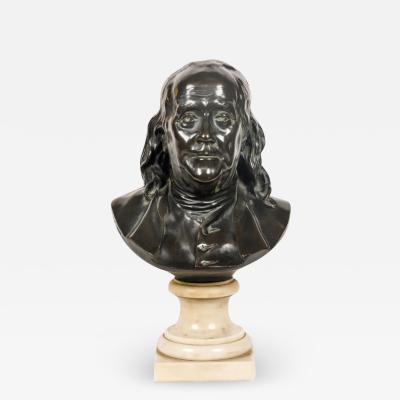 After Jean Antoine Houdon a Bronze Bust of Benjamin Franklin