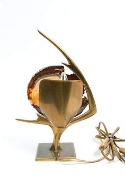 Agate and Brass Fish Lamp